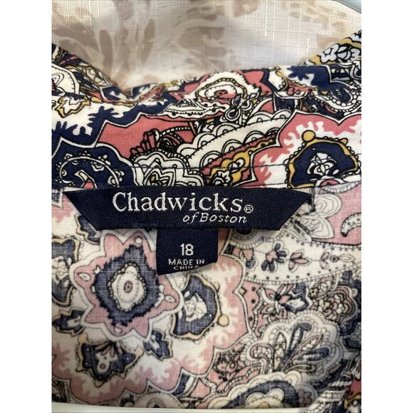 Chadwick’s of Boston Button Up Shirt Women’s Size 18 Paisley Print - Long Sleeve - Picture 2 of 8